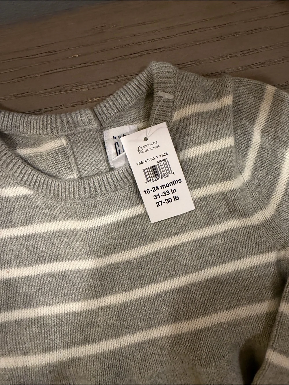 GAP Girls' Gray & White Striped Knit Dress with Polka Dot Pockets